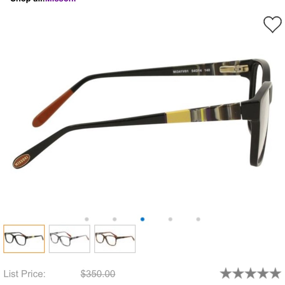NWOT MISSONI GLASSES IN BLACK